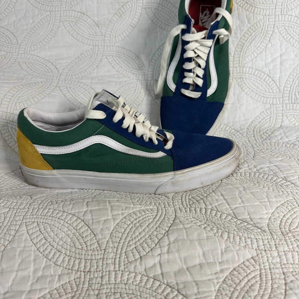 VANS Old Skool Colorblock Men's Sz 11.5 Suede Sneakers Blue Green Red Yellow
